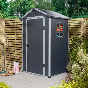 Rowlinson Airevale 4X3 Plastic Apex Shed Dark Grey with Foundation Kit & Assembly