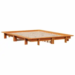 Berkfield Bed Frame without Mattress Wax Brown 120x190 cm Small Double Solid Wood Pine