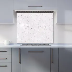 Icy White Quartz Effect Premium Glass Kitchen Splashback W700mm x H750mm