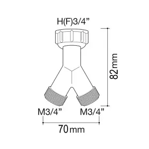 Y Piece Washing Machine Hose Connector Junction Splitter 3/4