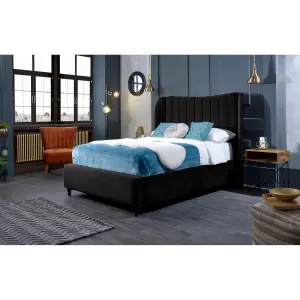 Carli Plush Velvet Black Bed Frame