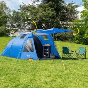 Trail 5 Man Tent Festival Family Camping Waterproof 3000mm Dark Bedroom Living Area