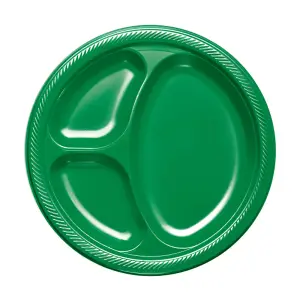 Amscan Plastic Divided Plate (Pack of 20) Festive Green (One Size)