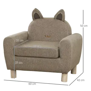 HOMCOM Kids Sofa Toddler Chair Children Armchair Ear Modeling Eucalyptus Wood Brown