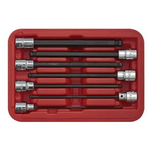 Sealey Ball-End Hex Socket Bit Set 7 Pcs 3/8" Square Drive 150mm Metric AK62257