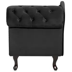 Right Hand Chaise Lounge Velvet Black NIMES