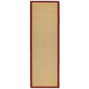 Red Bordered Plain Modern Easy to clean Rug for Dining Room Bed Room and Living Room-68 X 240cm (Runner)