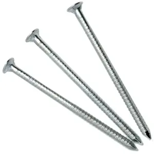 Galvanised Annular Ring Shank Nails Length: 60mm ( Pack of: 20 ) Bright Zinc Coating for Secure Wood