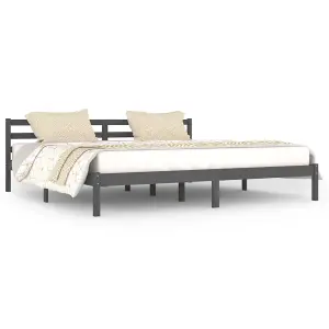 Berkfield Day Bed Solid Wood Pine 200x200 cm Super King Grey