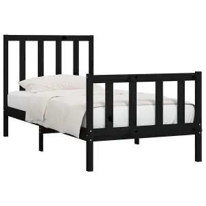 Berkfield Bed Frame Black Solid Wood 100x200 cm