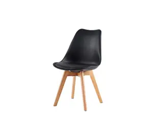 Single Dining Chair with Solid Wooden Legs and Seat Cushion Pad - Eva by MCC