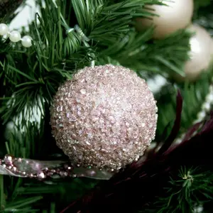 Beaded Ball Bauble (Set of 6) Pale Pink