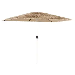 Berkfield Garden Parasol with LEDs and Steel Pole Brown 300x200x250 cm