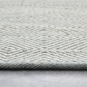 Grey Geometric Wool Handmade , Modern Rug Easy to clean Living Room and Bedroom-120cm X 170cm