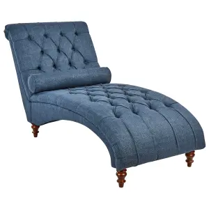 Fabric Chaise Lounge Blue MURET