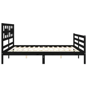 Berkfield Bed Frame with Headboard Black 200x200 cm Solid Wood