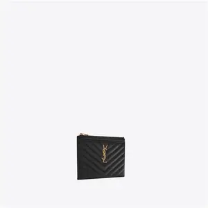 Saint Laurent Cassandre Matelassé Pouch In Grain De Poudre Leather - Black - Women