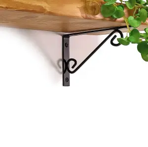 Wooden Rustic Shelf with Bracket WOP Black 170mm 7 inches Light Oak Length of 150cm