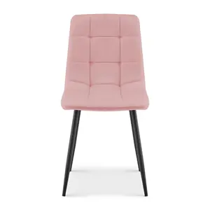 Zurich Pink Velvet Embossed Dining Chair for Modern Elegance