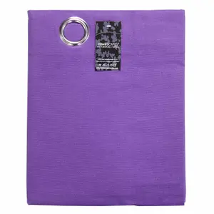 Homescapes Plain Purple Cotton Eyelet Curtains 117 x 137 cm