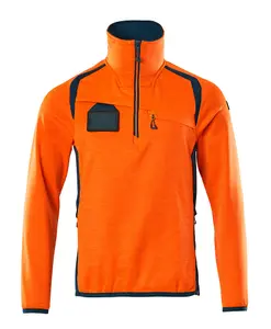 Mascot Accelerate Safe Microfleece Jacket with Half Zip (Hi-Vis Orange/Dark Petroleum)  (XXX large)