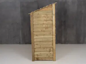 Wooden log store (roof sloping back) W-119cm, H-180cm, D-88cm - natural (light green) finish