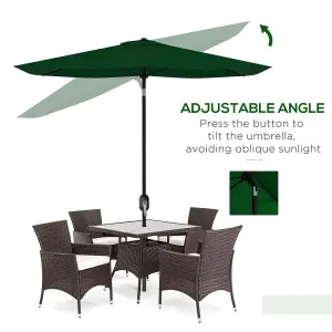 Outsunny 2 x 3(m) Garden Parasol Rectangular Market Umbrella w/ Crank Green