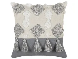 Throw Cushion ALOCASIA Cotton 45 x 45 cm Geometric Tufted Beige