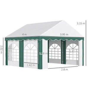 Outsunny 4 x 4m Marquee Gazebo, Party Tent with Sides and Double Doors