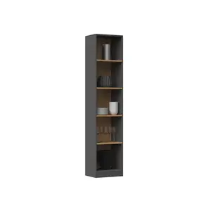 Albee Bookcase Anthracite/Artisan Oak / (5 Shelves) 182cm H x 40cm W x 32cm D