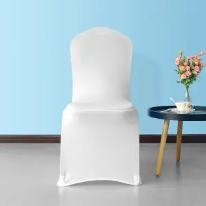 Polyester Spandex Chair Cover Stretchy Washable & Removable Chair Slipcover, White, 1pc