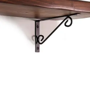 Wooden Rustic Shelf with Bracket WOP Black 220mm 9 inches Dark Oak Length of 120cm