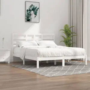 Berkfield Bed Frame White Solid Wood 200x200 cm