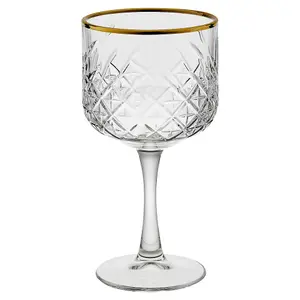 Queensway Home & Dining 490ml 4 Pcs Timeless Cocktail Martini Goblet Gold Rim Glassware Sets Mixers