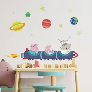 Stickerscape Peppa Pig Rocket Train Wall Sticker Pack (Regular size) Children's Bedroom Playroom Décor Self-Adhesive Removable