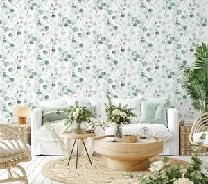 Galerie Flora Green Eucalyptus Trailing Leaf Wallpaper