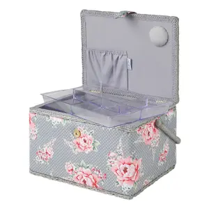 Hobby Gift MRL/190 - Beautiful Bloom Print Large Sewing Box - 23.5x31x20cm