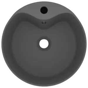 Berkfield Luxury Wash Basin with Overflow Matt Dark Grey 36x13 cm Ceramic