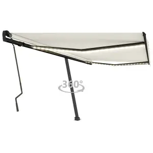 Berkfield Manual Retractable Awning with LED 400x300 cm Cream