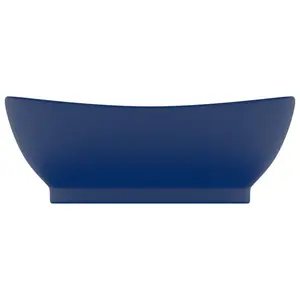 Belfry Bathroom Pearlene 390mm W Ceramic Oval Sink with Overflow Dark Blue