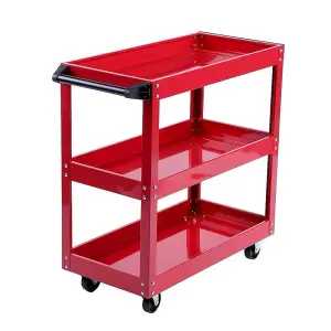 3-Tier Tool Storage Trolley Heavy Duty Garage Workshop Cart(Red)