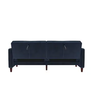 Pin tufted transitional Sofa Bed velvet blue