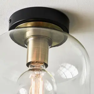 Minimalist Industrial Glass Flush Dome Ceiling Light