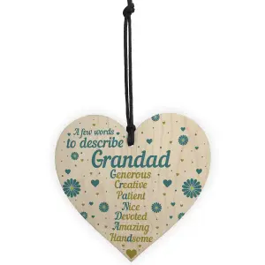 Red Ocean Birthday Gifts For Grandad From Grandchildren Grandparent Gifts Fathers Day Wood Heart Thank You Gift For Him