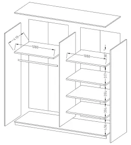 Beta Sliding Door Mirrored Wardrobe W2210mm H2100mm D600mm - Elegant Storage Solution