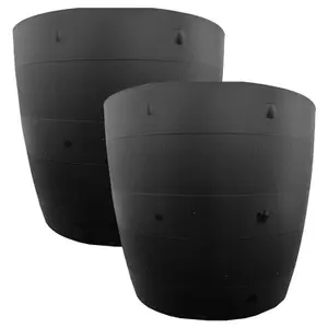 Strong Round Black Plastic Barrel Multipurpose Gardening Flower Plant Pot