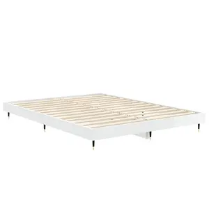 Berkfield Bed Frame High Gloss White 135x190 cm 4FT6 Double Engineered Wood