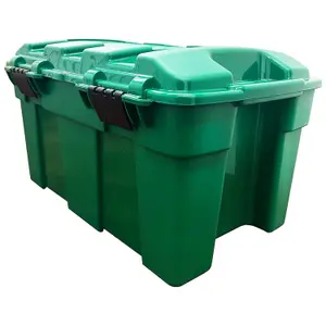 3 x 40 Litre Large Capacity Indoor Outdoor Green Garden Storage Boxes Strong Trunk Complete With Lids