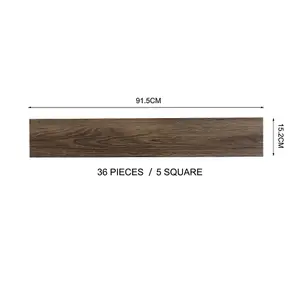 Brown Rustic Wood Grain Effect Self Adhesive PVC Flooring Planks Waterproof Covering 5m², Set of 36