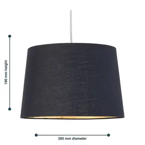 First Choice Lighting Zoey Black with Gold Inner 28cm Easy Fit Pendant or Lamp Shade